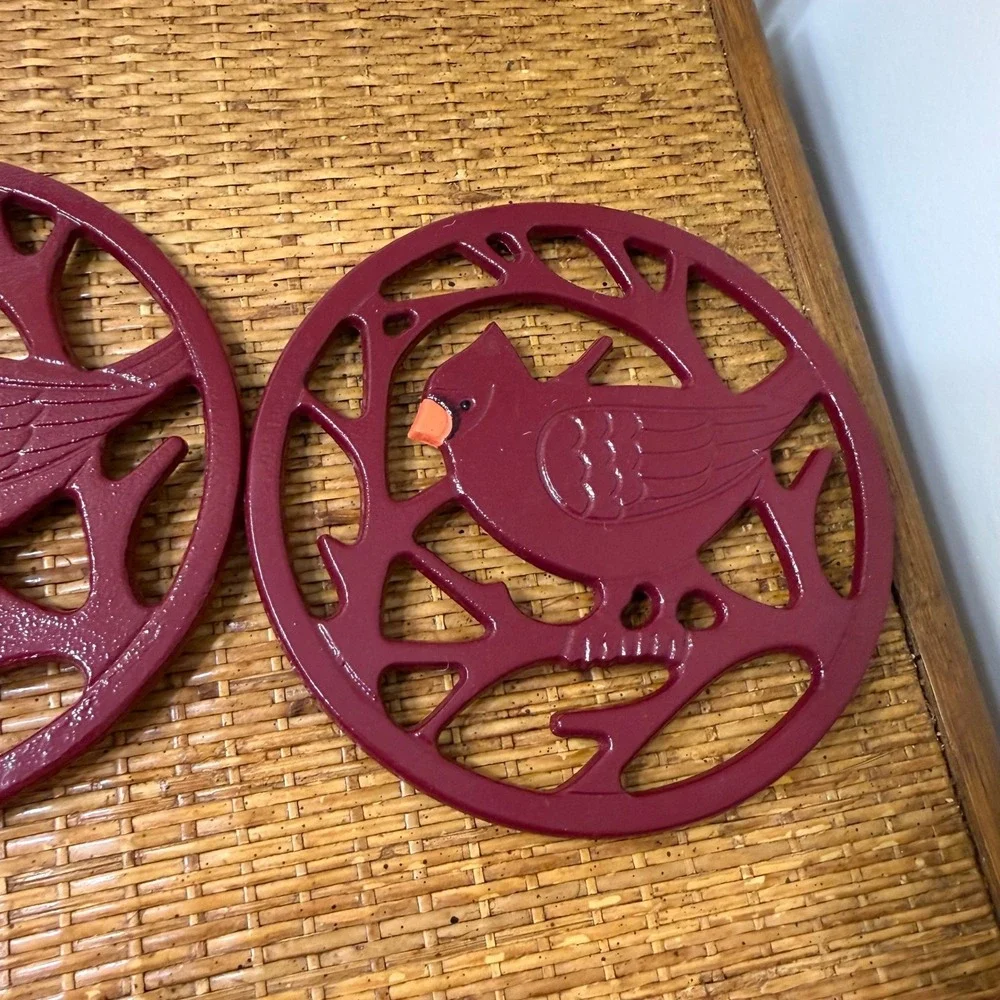 Pair (2) Red Cardinal Trivet 8